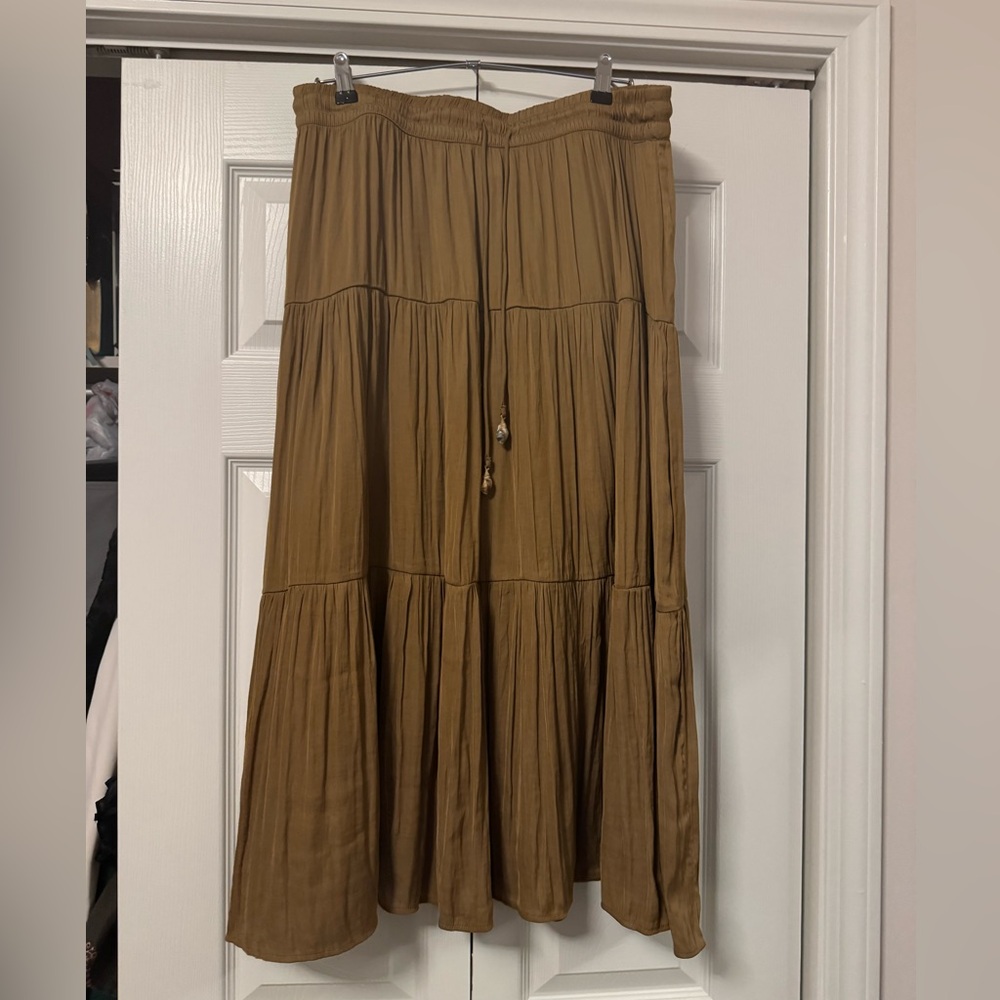 Rachel Zoe Olive Tiered Maxi Skirt – Large Boho Flowy Peasant Style